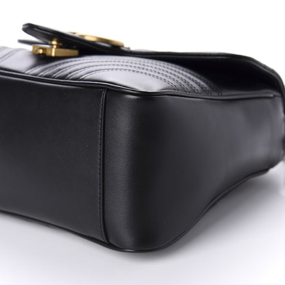 Gucci Calfskin Matelasse Small GG Marmont Top Handle Shoulder Bag Black 7 of 11