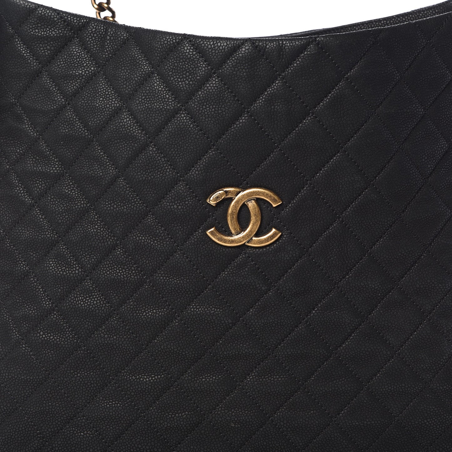 Iridescent Caviar Quilted Country Chic Hobo Black