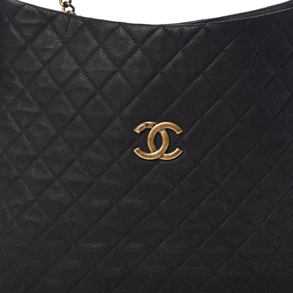 Chanel Iridescent Caviar Quilted Country Chic Hobo Black 10 of 11