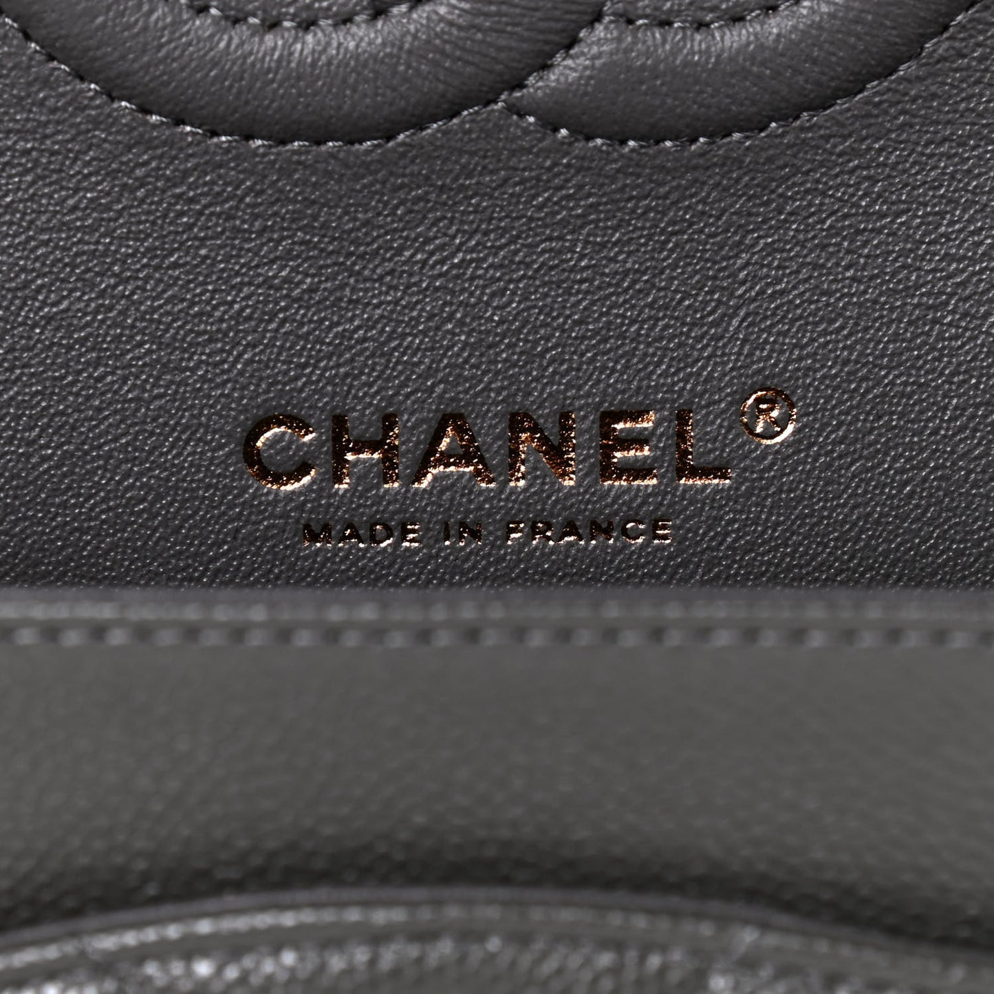 Caviar Chevron Quilted Medium Double Flap Dark Grey