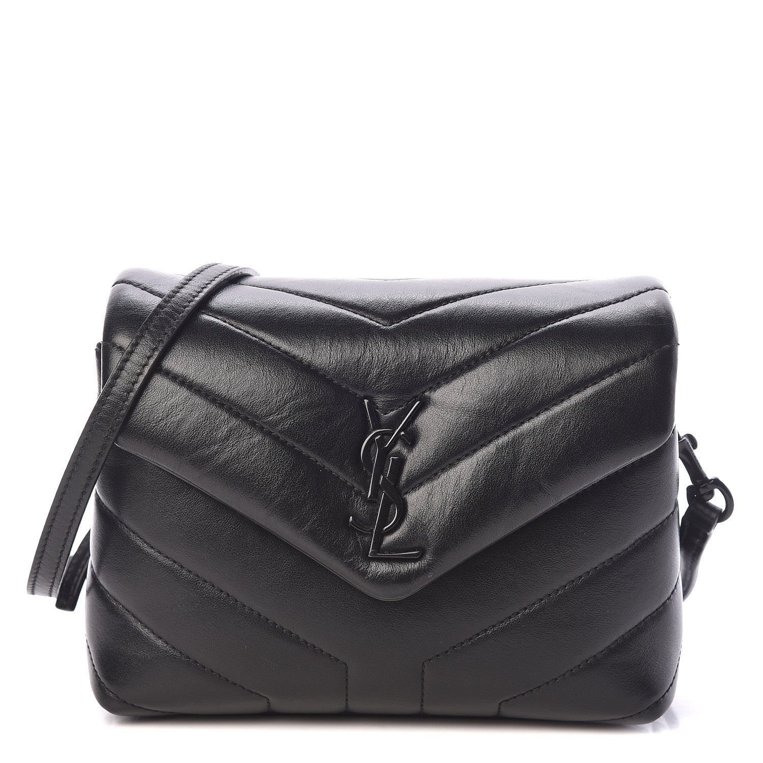Saint Laurent Calfskin Y Quilted Monogram Toy Loulou Crossbody Bag Black 1 of 11
