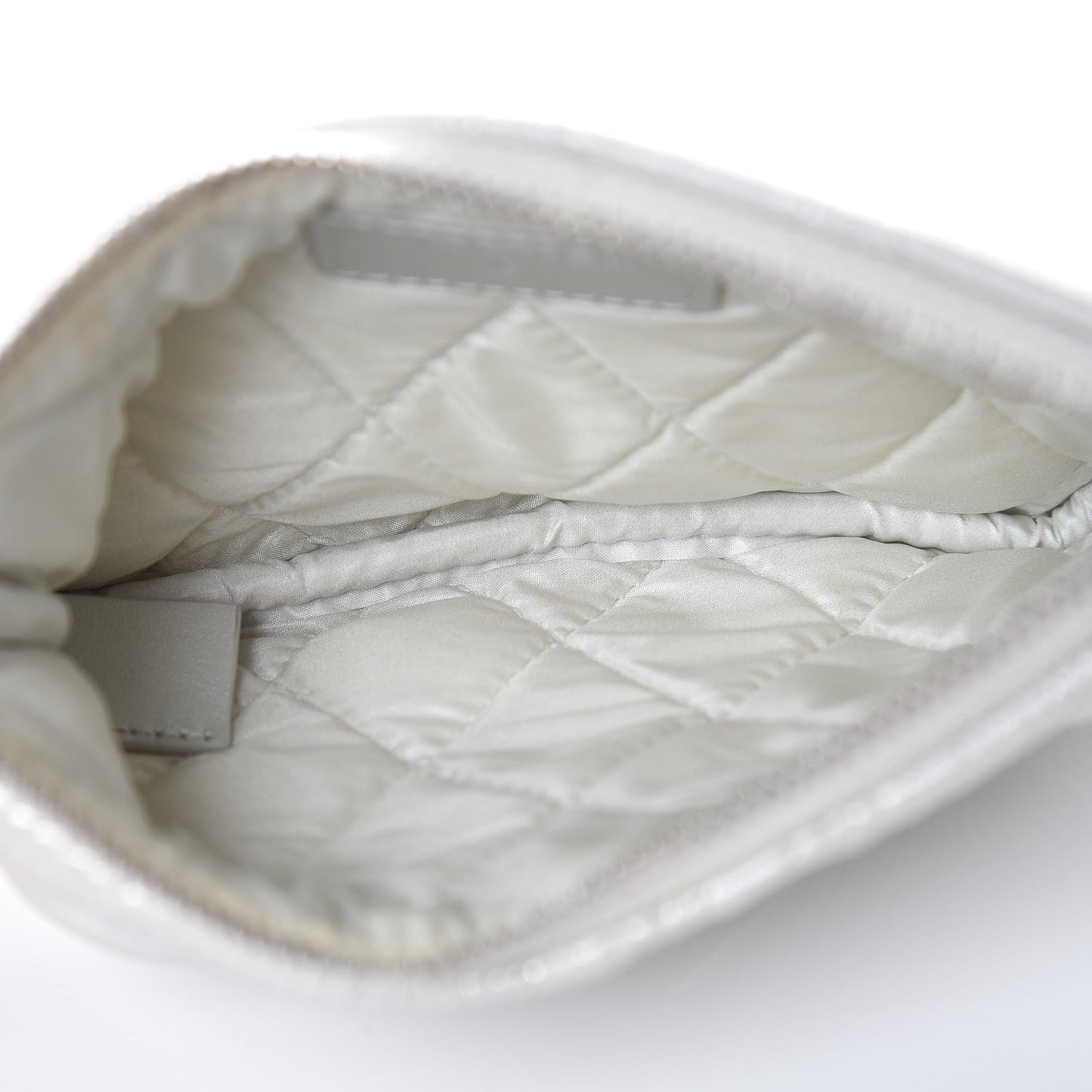 Metallic Lambskin Star Embossed Coin Purse Case Light Silver