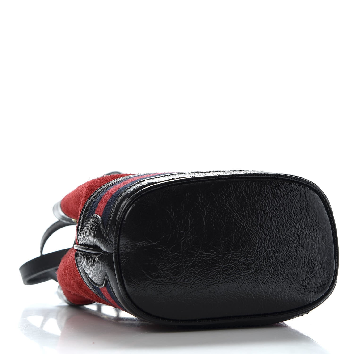Gucci Suede Patent Web Mini Ophidia Bucket Bag Hibiscus Red Black 3 of 8