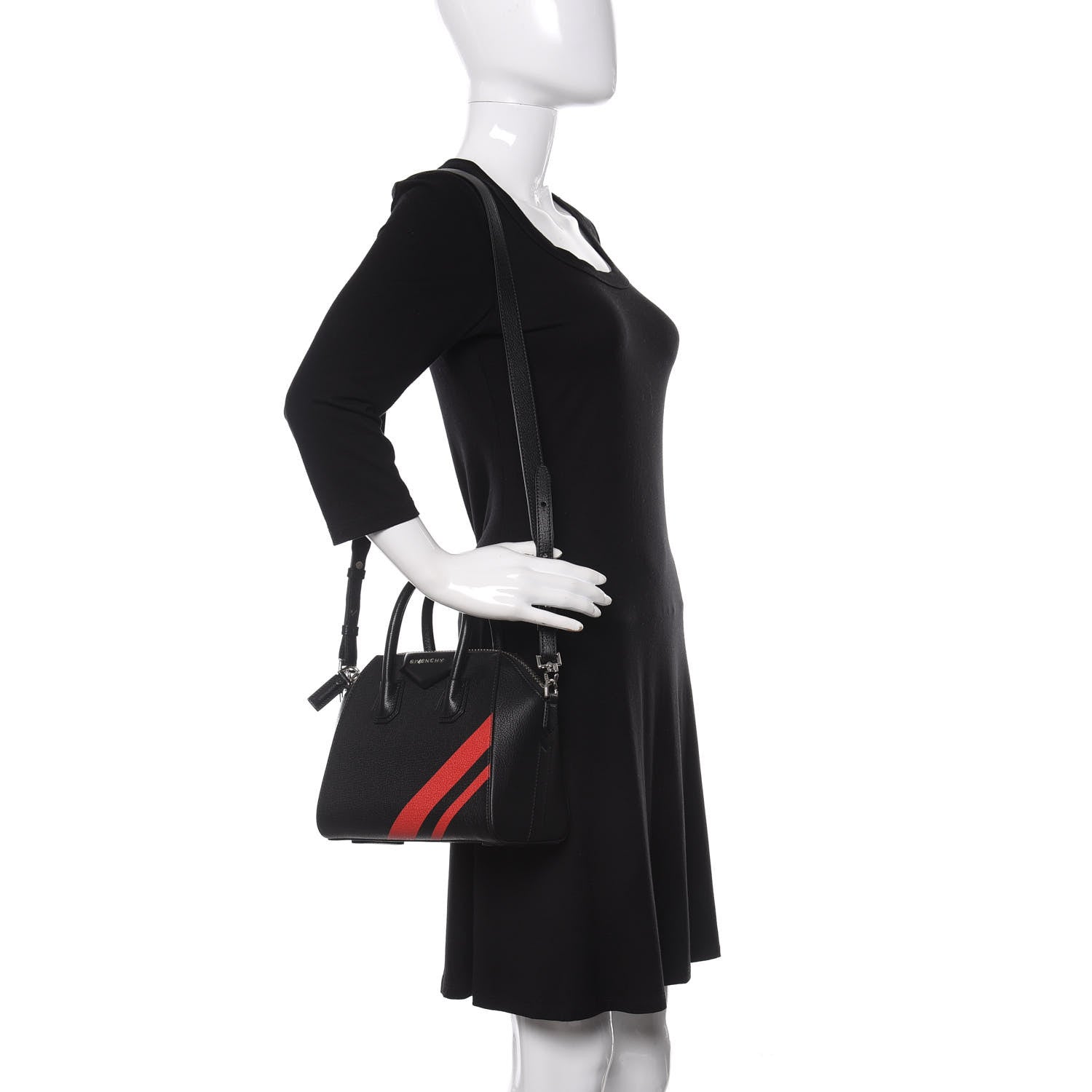 Givenchy Sugar Goatskin Striped Mini Antigona Black 2 of 10