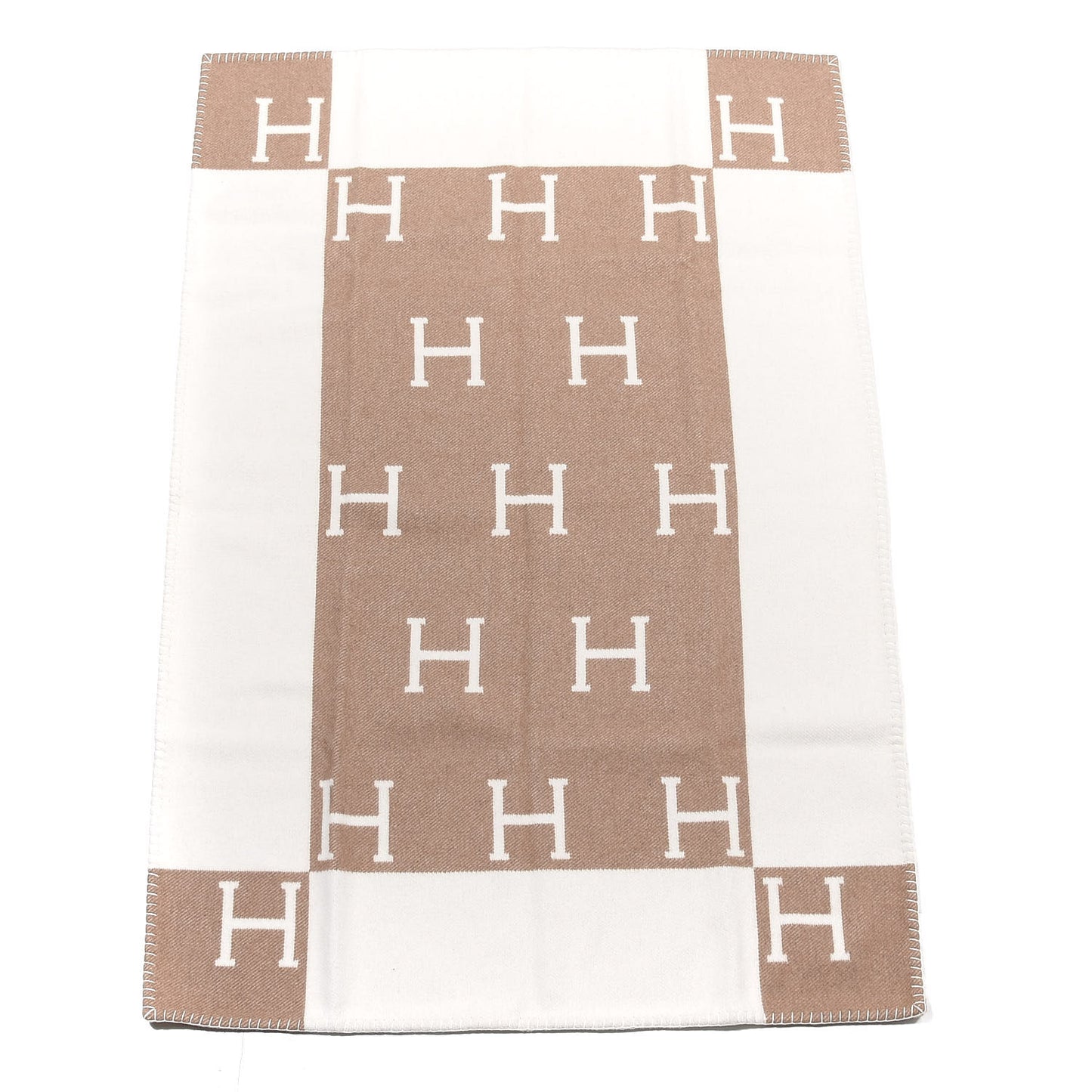 Wool Cashmere Avalon Baby Blanket Noisette Moyen White