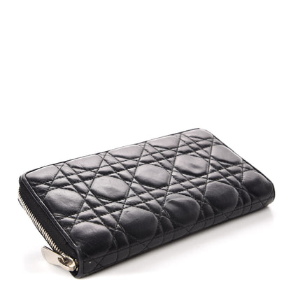 Christian Dior Lambskin Cannage Lady Dior Zip Wallet Black 4 of 11