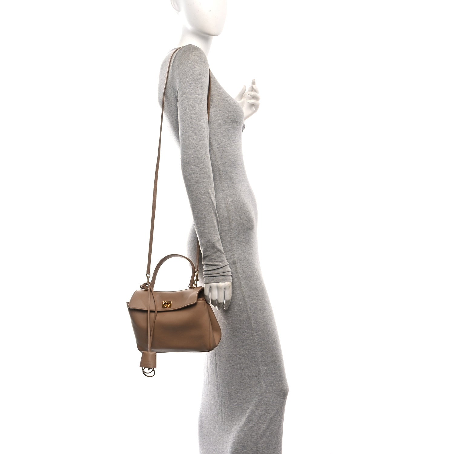Balenciaga Natural Smooth Calfskin Mini Rodeo Top Handle Handbag Latte 2 of 10