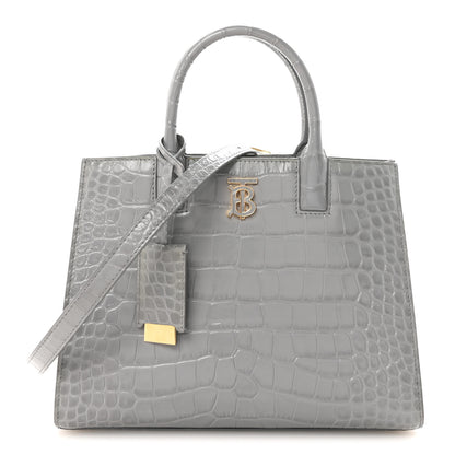 Burberry Crocodile Embossed Calfskin Mini Frances Tote Cloud Grey 1 of 9