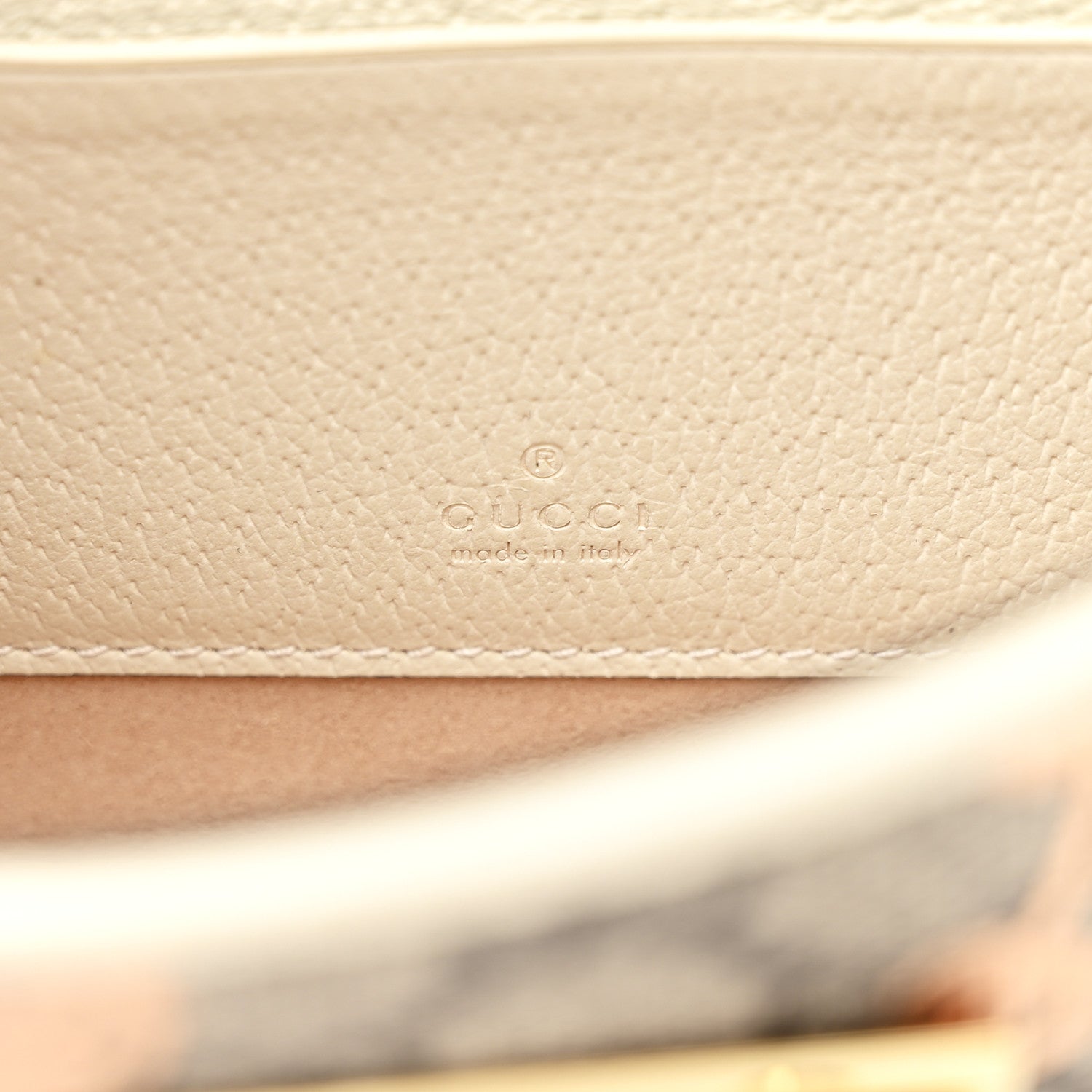Gucci GG Supreme Monogram Berry Textured Dollar Calfskin Mini Padlock Top Handle Shoulder Bag Beige Ebony Light Copper Mystic White 6 of 12
