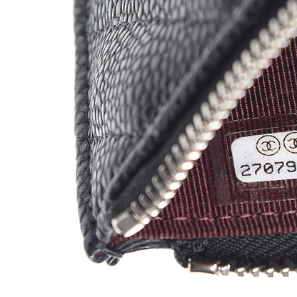 Chanel Caviar Chevron Quilted Zip Pouch Black 7 of 8