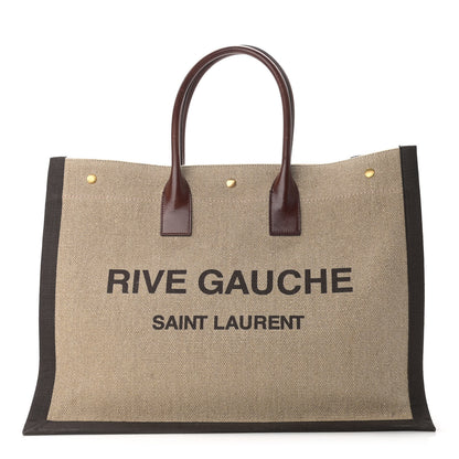 Saint Laurent Linen Calfskin Rive Gauche Tote Natural 1 of 9