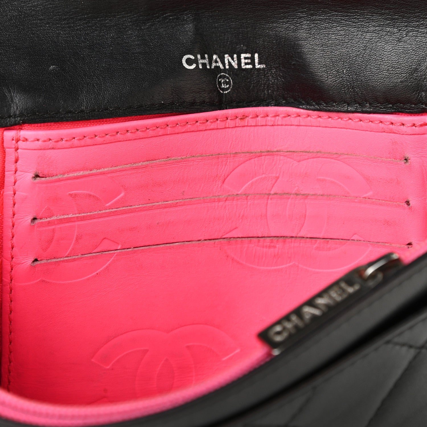 Chanel Calfskin Quilted Cambon Flap Wallet Black White 11 of 19