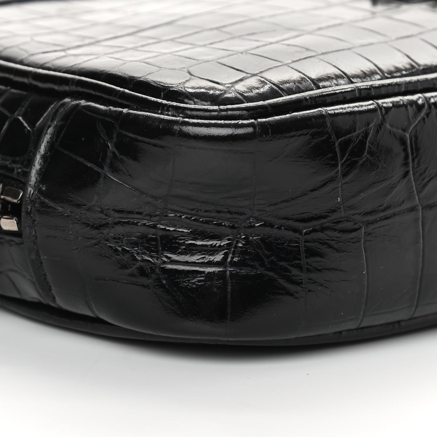 Calfskin Crocodile Embossed Monogram Mini Lou Camera Bag Black