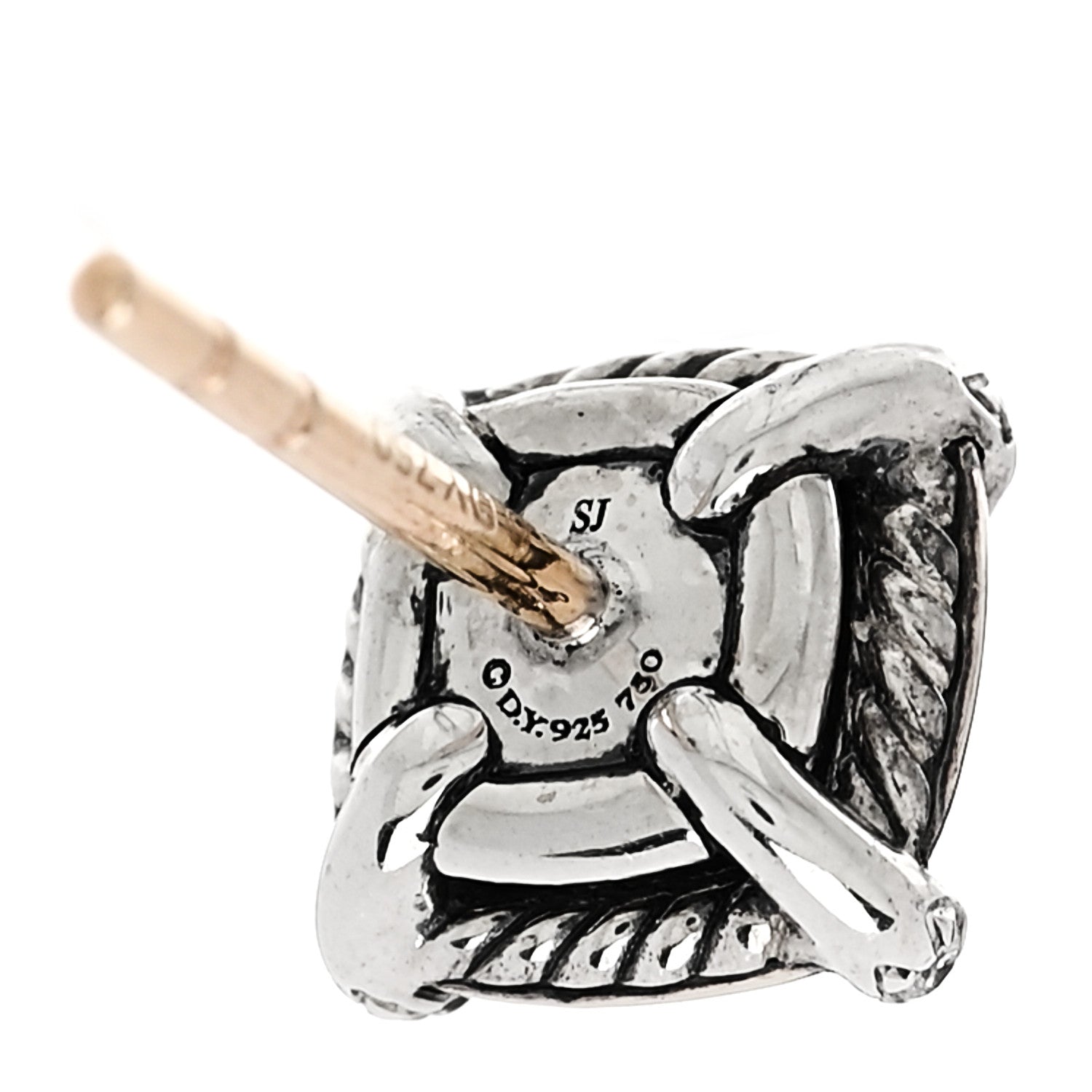 David Yurman 18K Yellow Gold Sterling Silver Diamond Morganite 5mm Petite Chatelaine Bezel Earrings 4 of 5