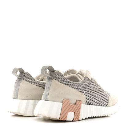 Hermes Air Mesh Suede Goatskin Bouncing Sneakers 35 Gris Lulea White 5 of 14