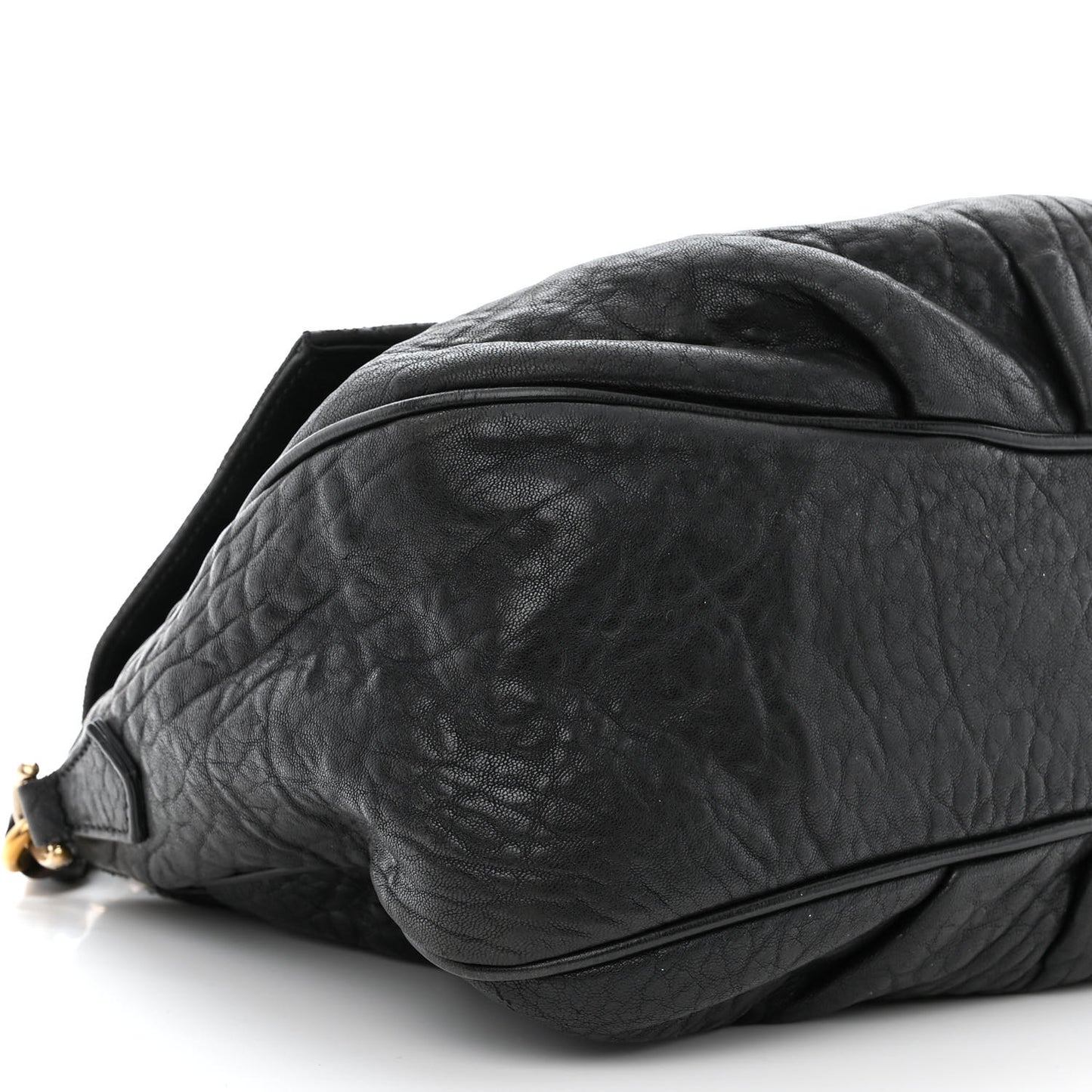Crinkled Lambskin Mia Shoulder Flap Black