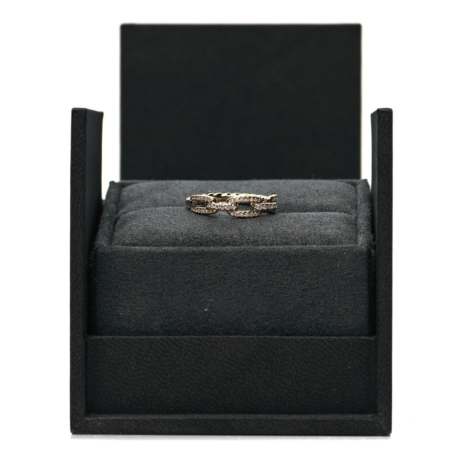 David Yurman 18K Yellow Gold Diamond 4.5mm Stax Single Row Chain Link Ring 51 5.75 5 of 5