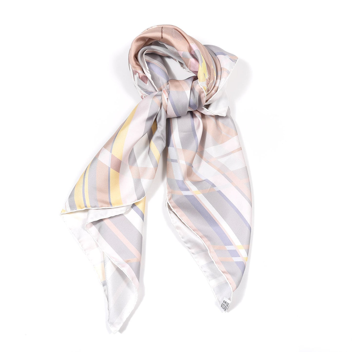 Silk Photo Finish Scarf 90 Gris Perle Beige Rose Rose Pale
