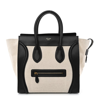 Celine Natural Canvas Smooth Calfskin Mini Luggage Cream 1 of 10