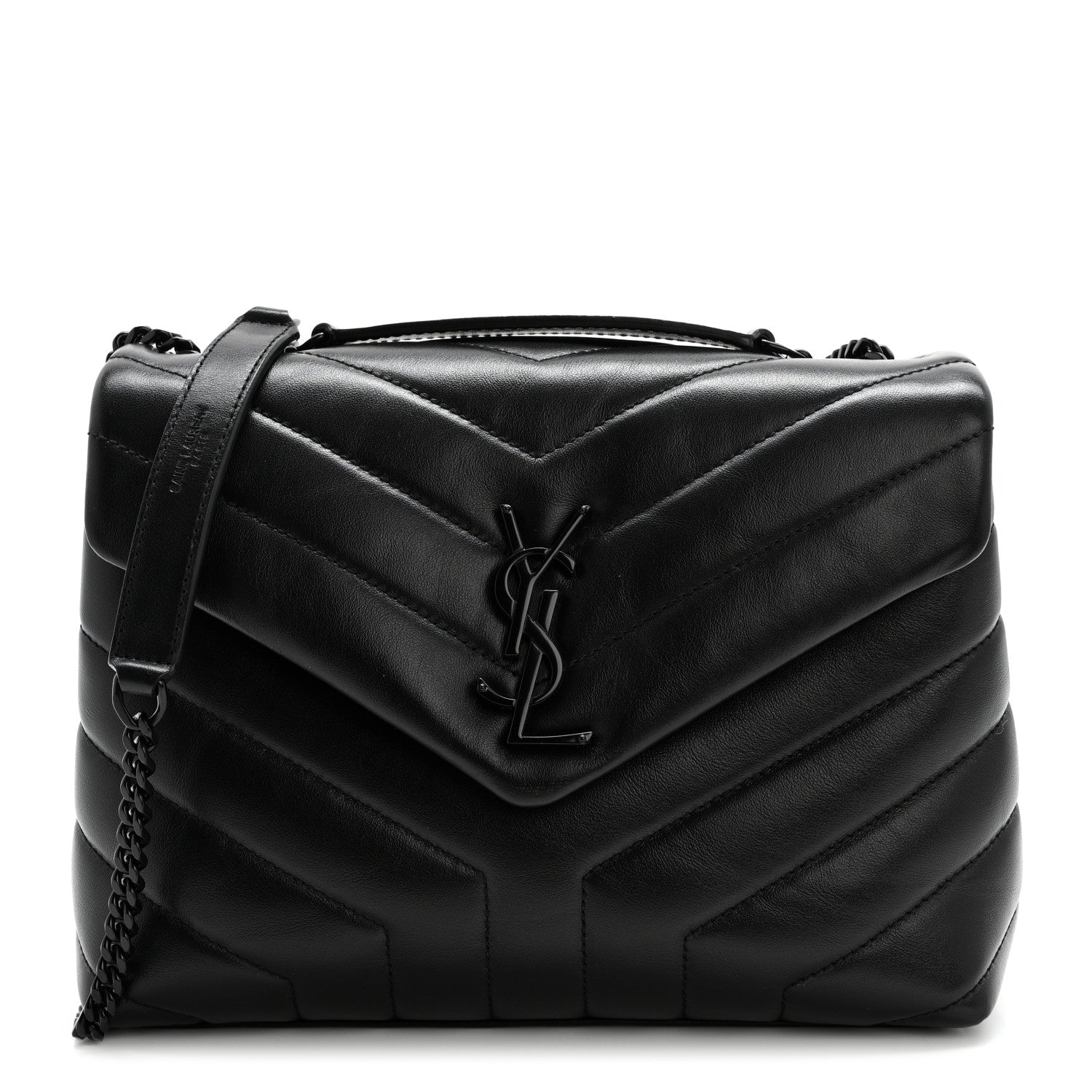 Saint Laurent Calfskin Y Quilted Monogram Monochrome Small Loulou Chain Satchel Black 1 of 12
