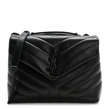 Saint Laurent Calfskin Y Quilted Monogram Monochrome Small Loulou Chain Satchel Black 1 of 12
