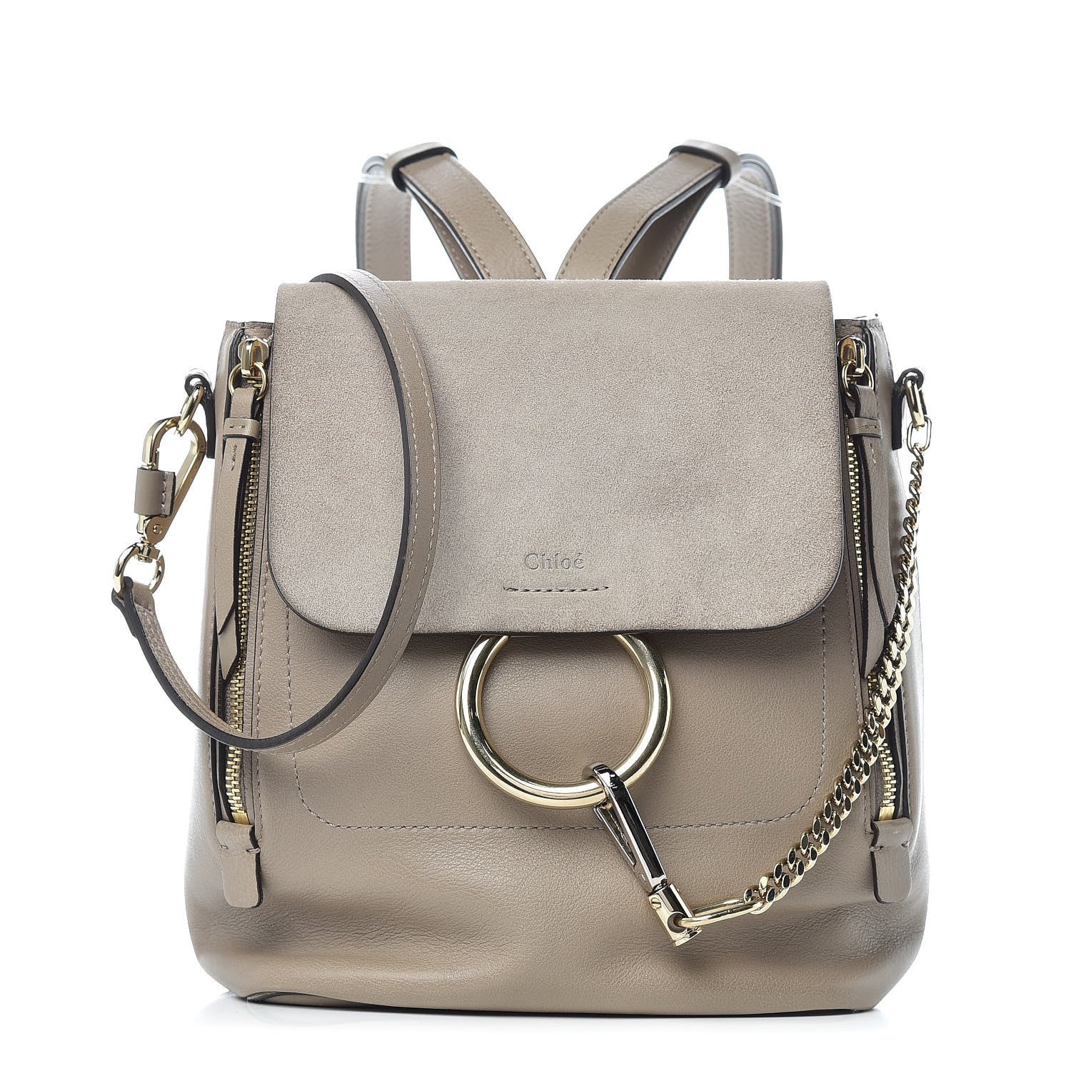 Chloe Suede Calfskin Small Faye Backpack Motty Grey 1 of 10
