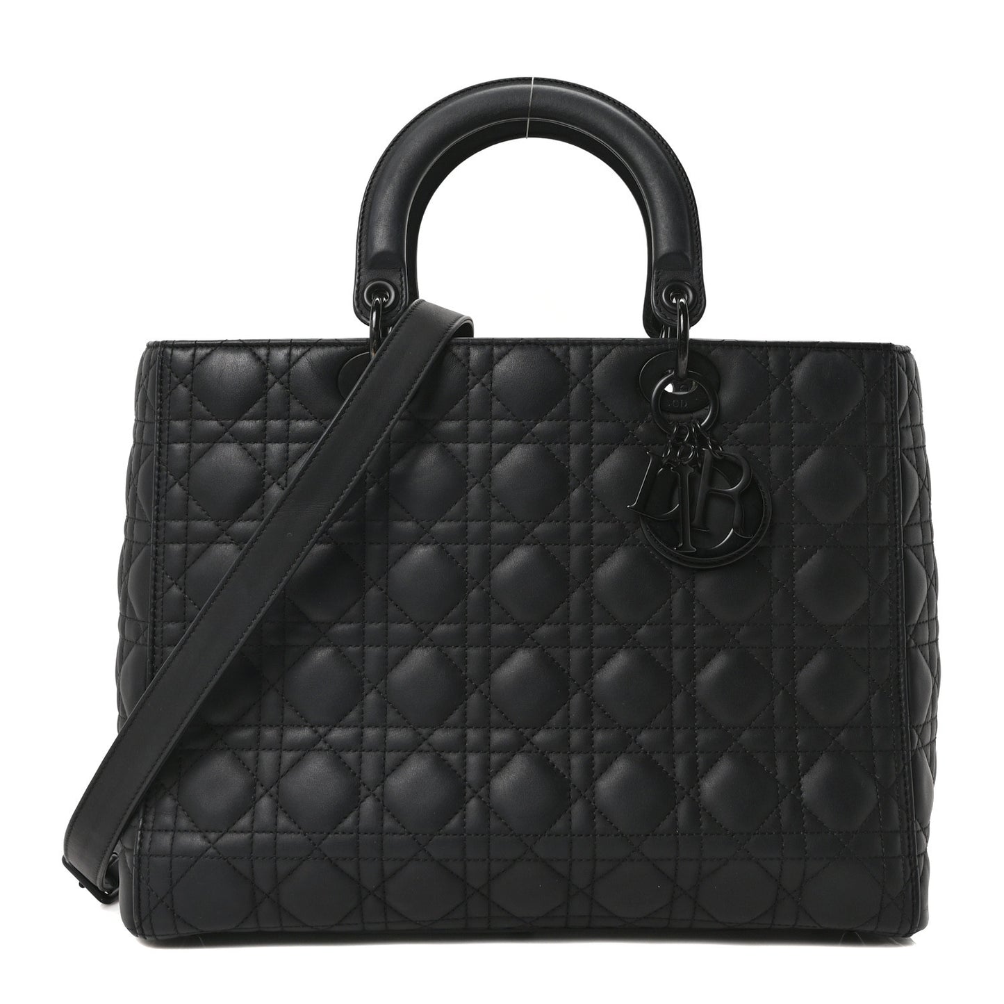 Ultra Matte Calfskin Cannage Large Lady Dior Black
