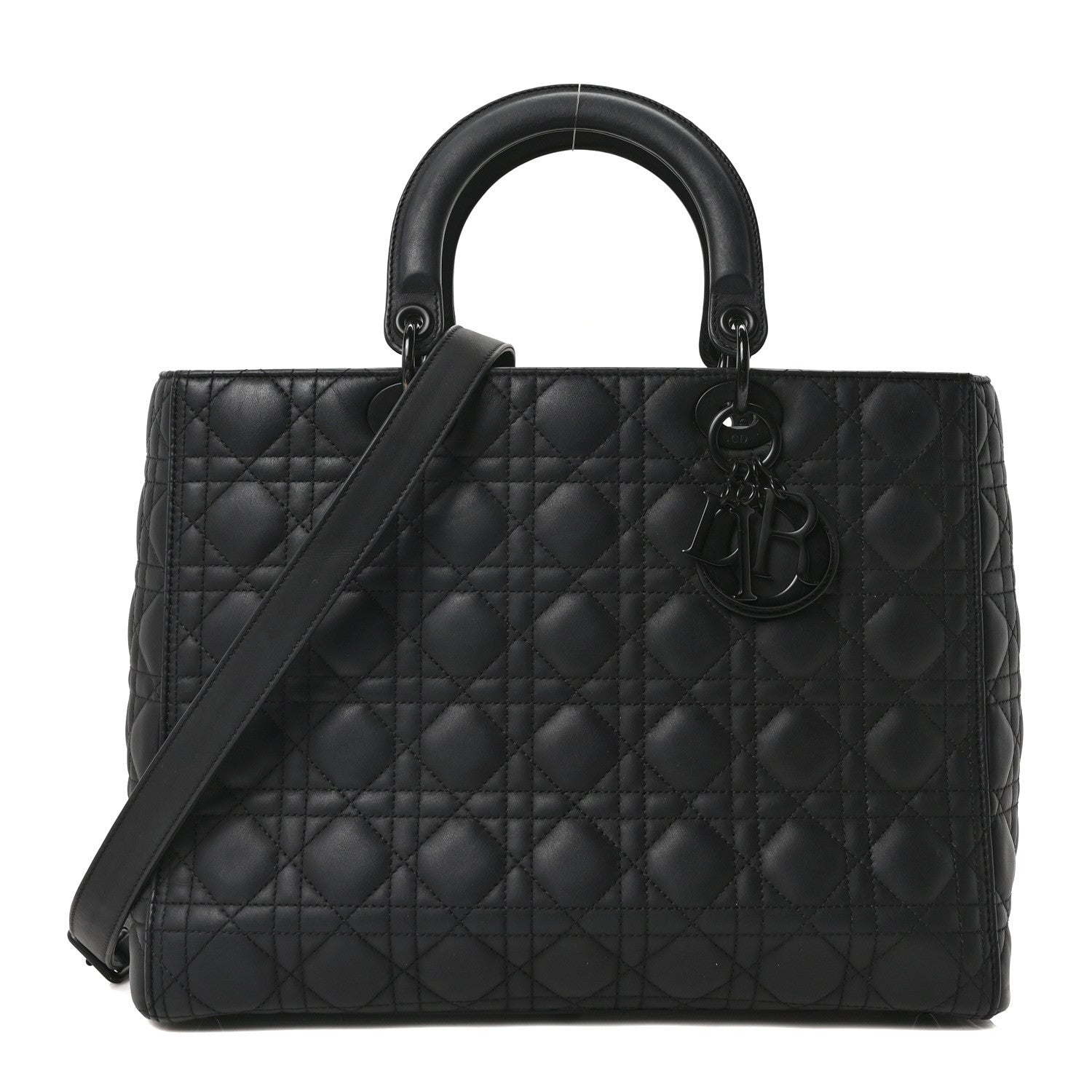 Christian Dior Ultra Matte Calfskin Cannage Large Lady Dior Black 1 of 10