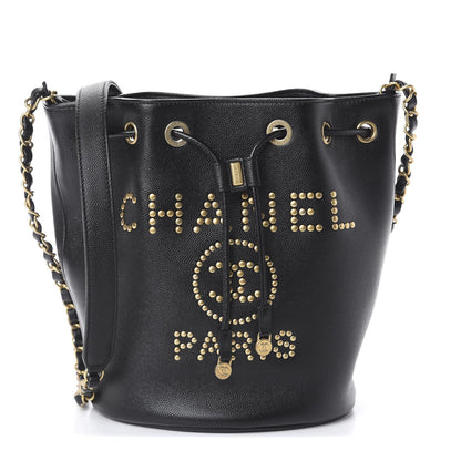 Chanel Caviar Deauville Drawstring Bucket Bag Black 1 of 9
