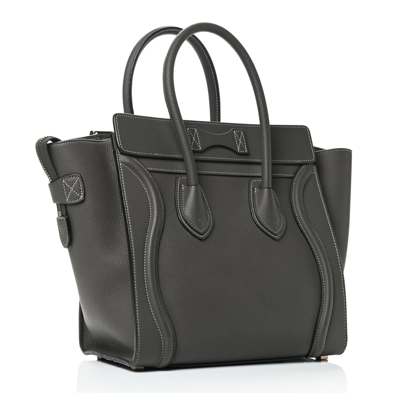 Celine Drummed Calfskin Micro Luggage Souris 2 of 5