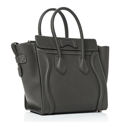 Celine Drummed Calfskin Micro Luggage Souris 2 of 5