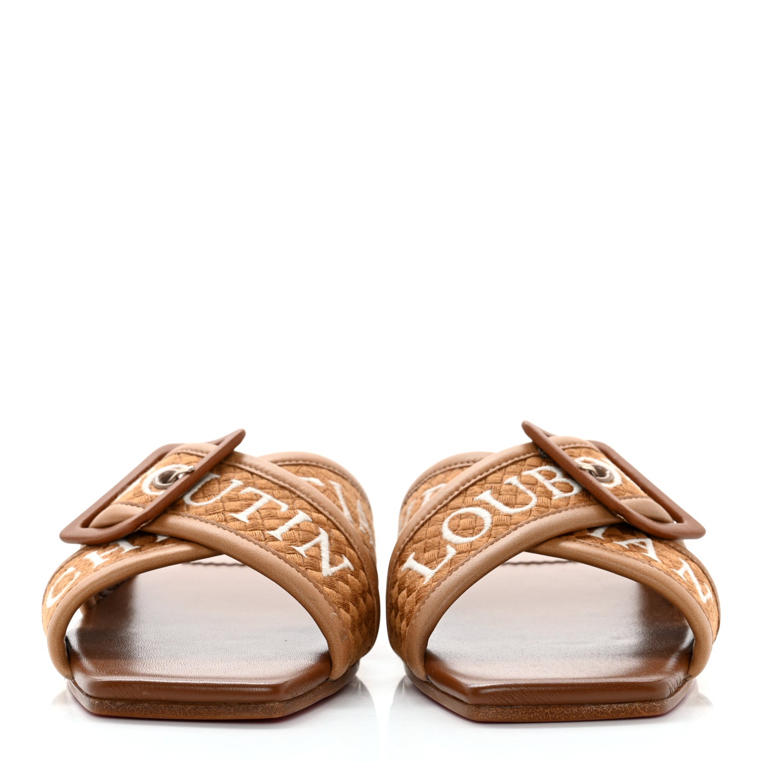 Christian Louboutin Calfskin Crossimule Flat Slide Sandals 36 Cuoio 2 of 9