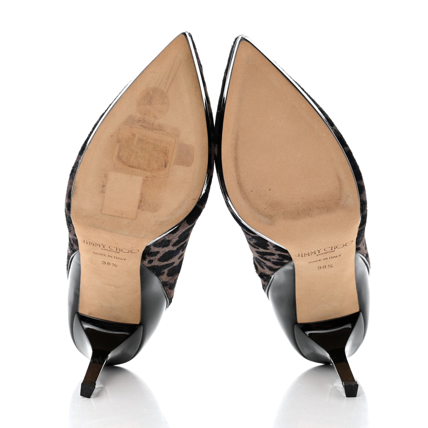 Pony Hair Patent Calfskin Leopard Print Rudy Cap Toe Pumps 38.5 Black Multicolor