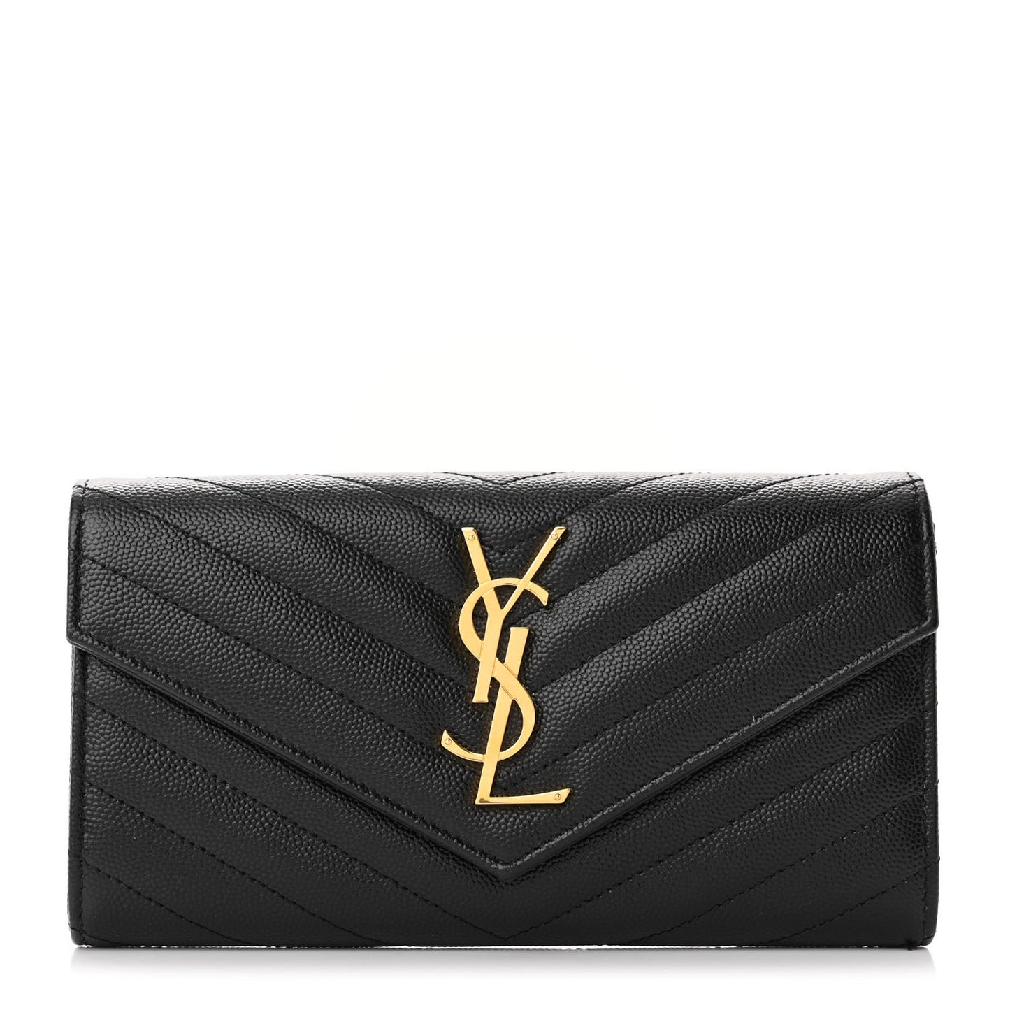 Grain De Poudre Matelasse Chevron Monogram Flap Wallet Black