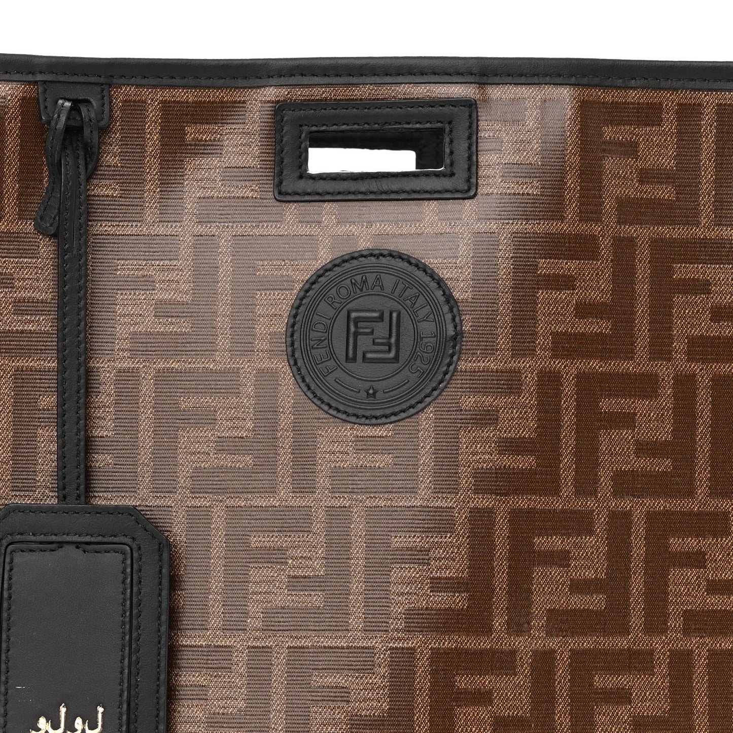 Glazed Fabric Vitello Century FF 1974 Stamp Patch Medium Peekaboo Defender Cover Mogano Panna Black