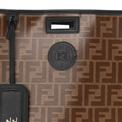 Fendi Glazed Fabric Vitello Century FF 1974 Stamp Patch Medium Peekaboo Defender Cover Mogano Panna Black 9 of 13