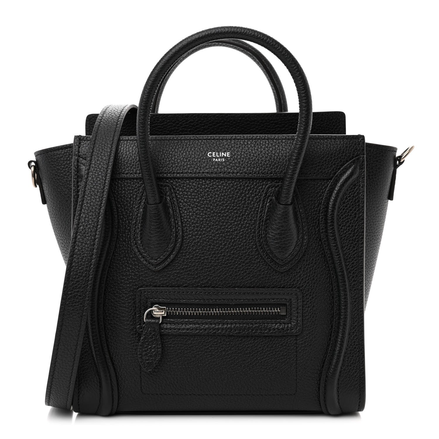 Celine Drummed Calfskin Nano Luggage Black 1 of 10