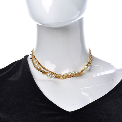 Christian Dior Pearl Charms Necklace Gold 2 of 6