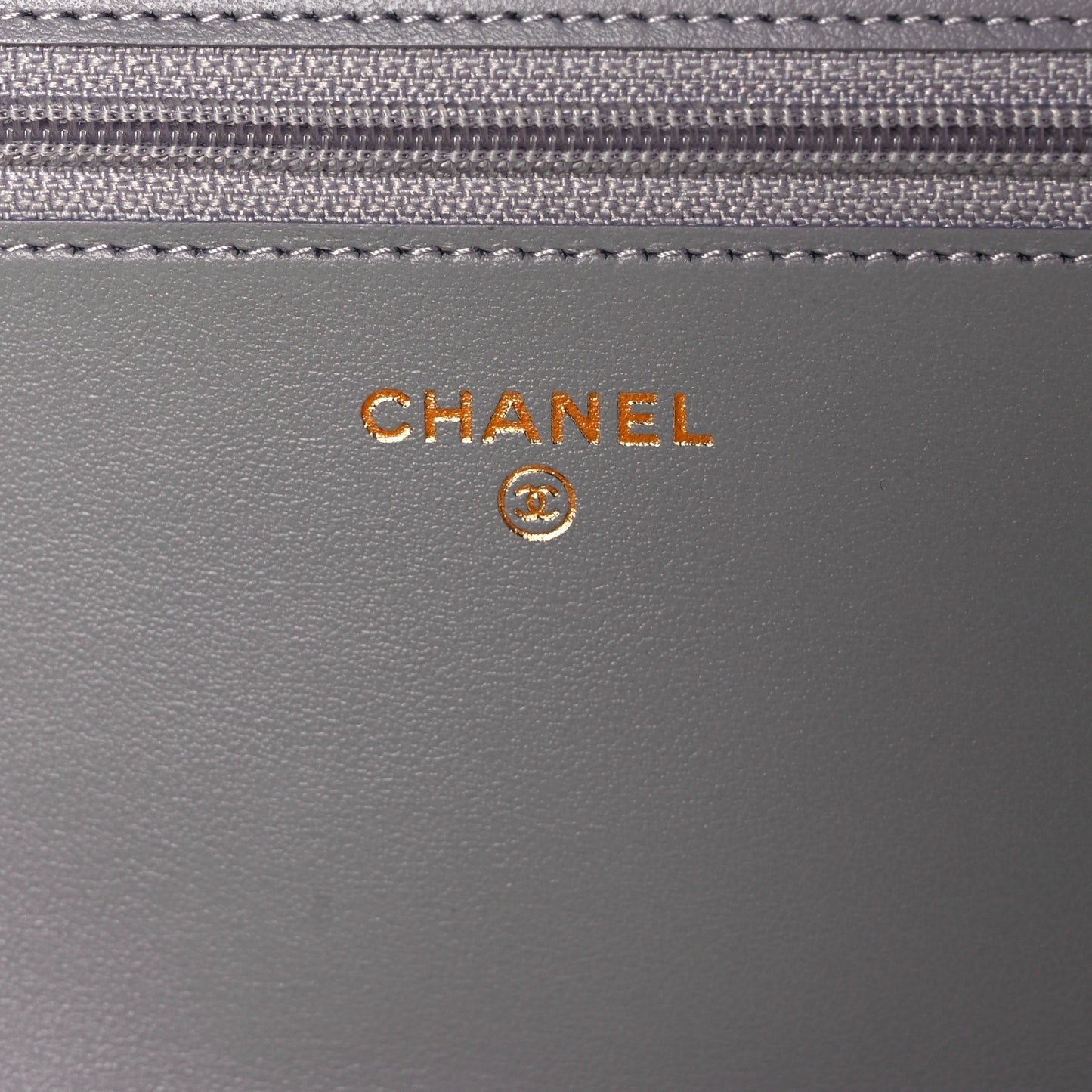 Caviar Quilted Boy Wallet On Chain WOC Grey