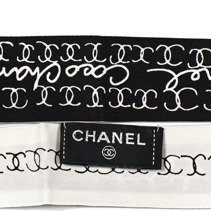 Chanel Silk CC Slim Bandeau Scarf Black White 4 of 7