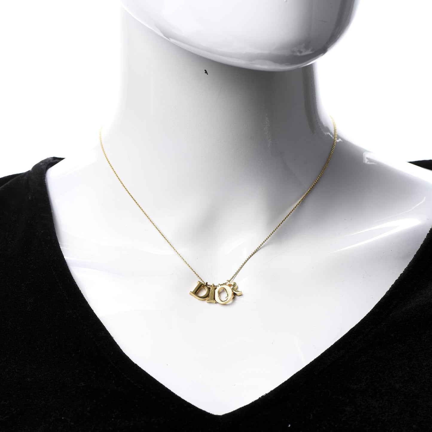 Metal Crystal Logo Necklace Gold