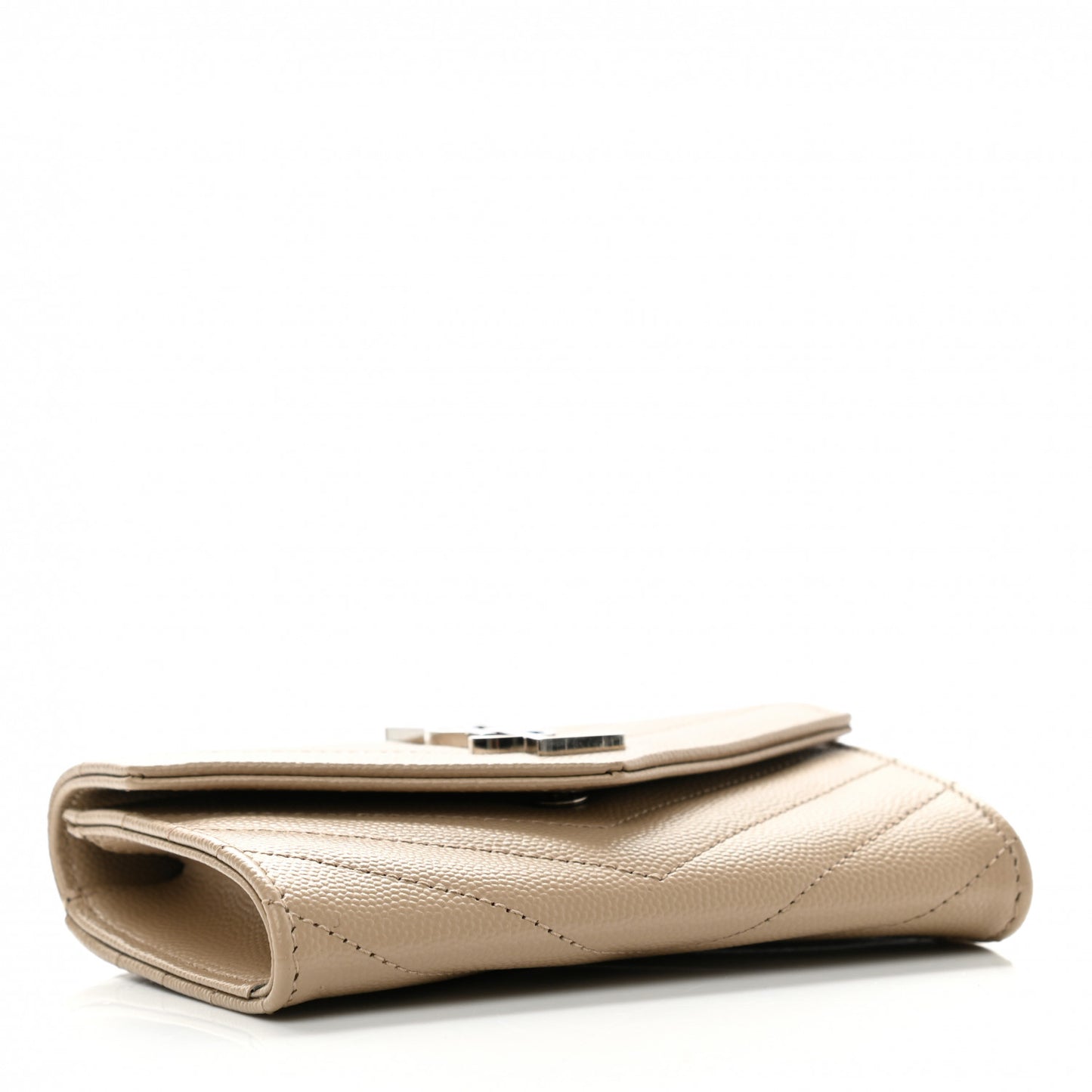 Grain De Poudre Matelasse Chevron Small Monogram Envelope Wallet Dark Beige