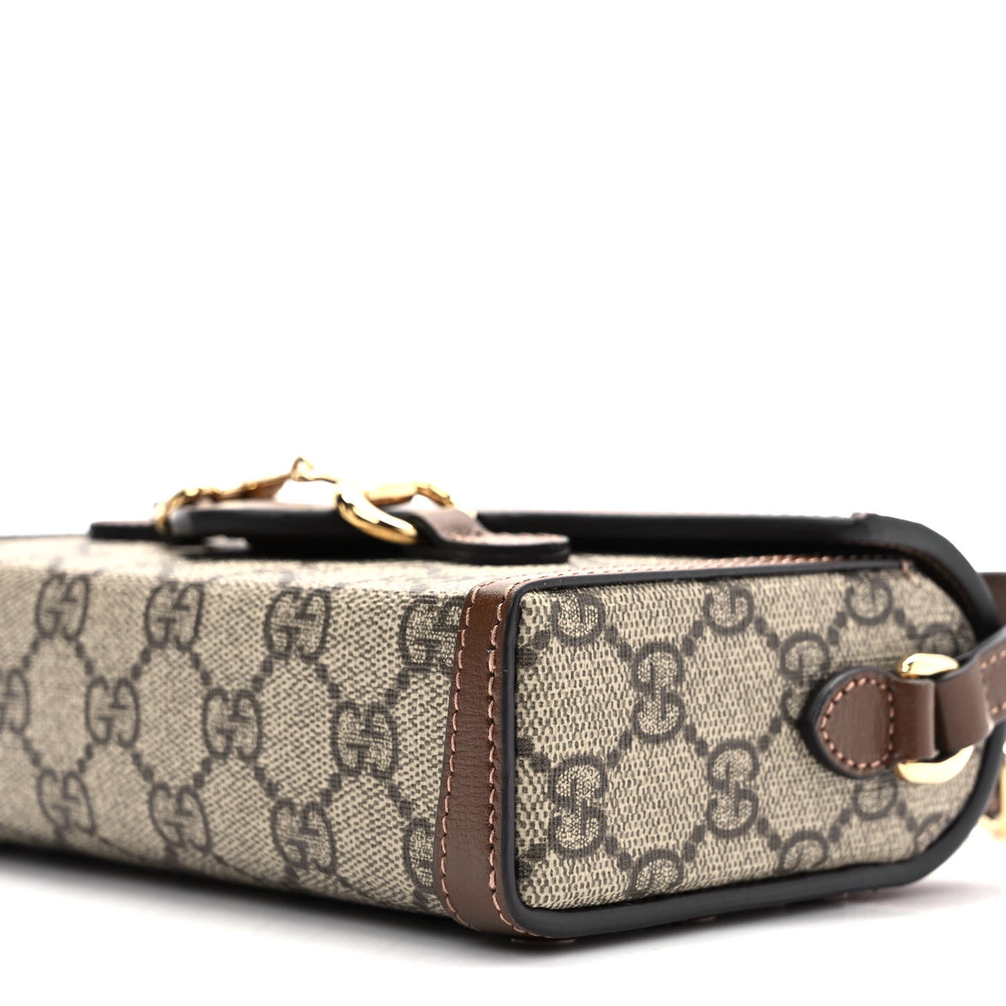 GG Supreme Monogram Mini Horsebit 1955 Shoulder Bag Beige Brown Sugar