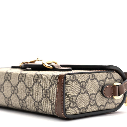 Gucci GG Supreme Monogram Mini Horsebit 1955 Shoulder Bag Beige Brown Sugar 9 of 9