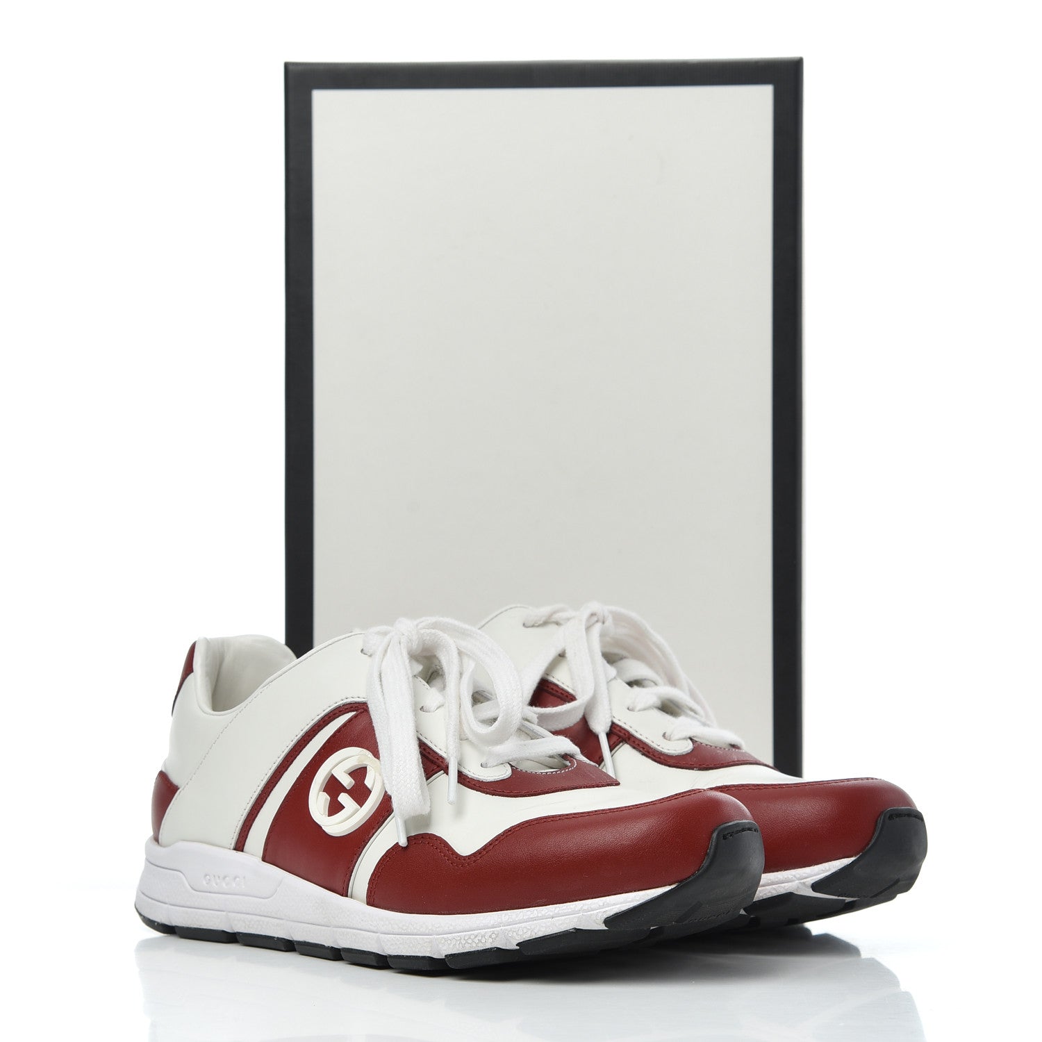 Gucci Calfskin Womens Interlocking G Sneakers 37 White Rosso 21 of 21