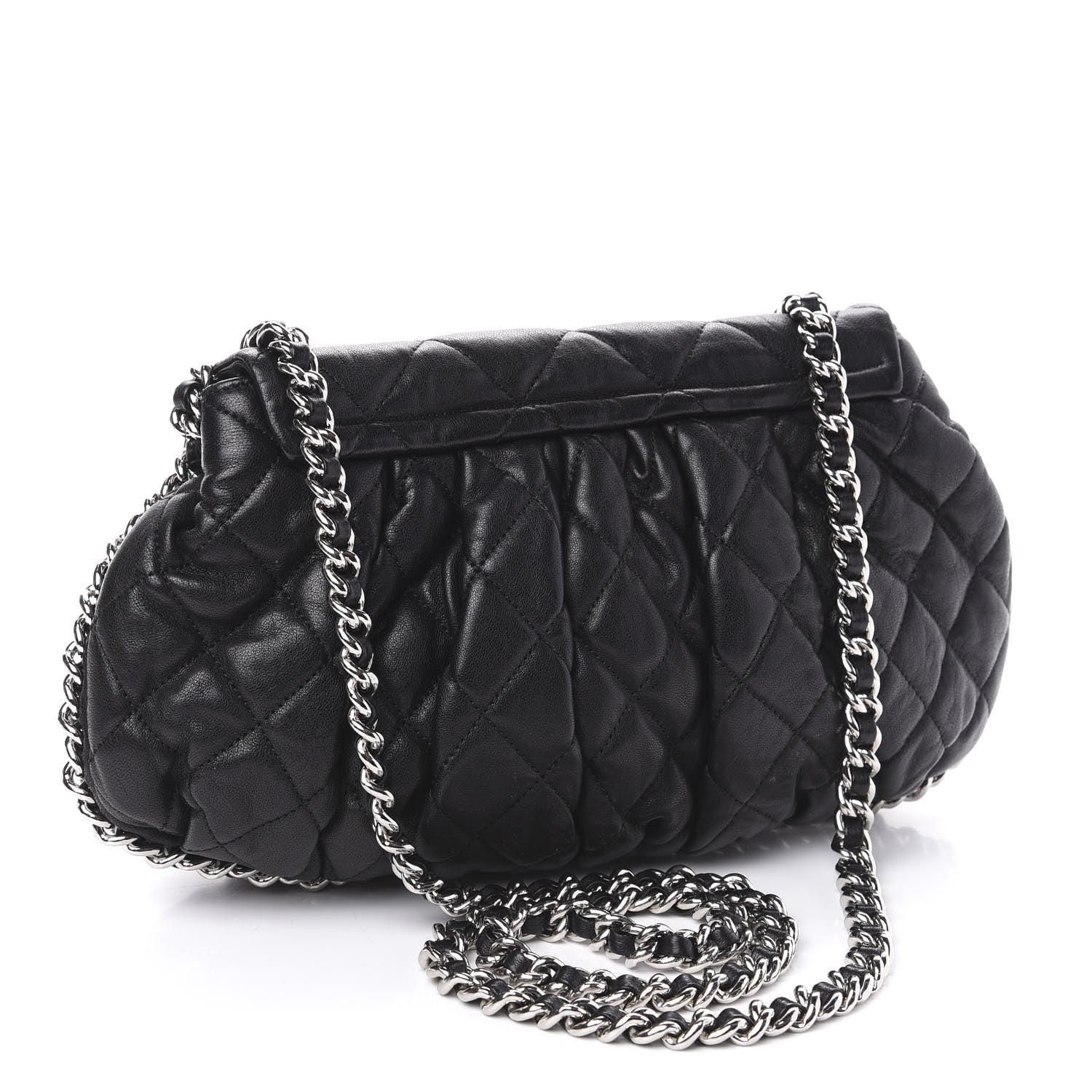 Chanel Washed Lambskin Quilted Medium Chain Around Messenger Black 3 of 10