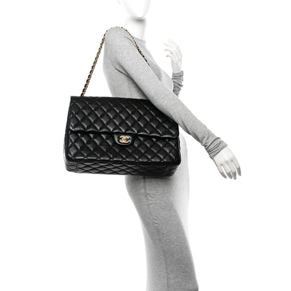 Chanel Grained Calfskin Quilted XXL Travel Flap Bag Black 2 of 10