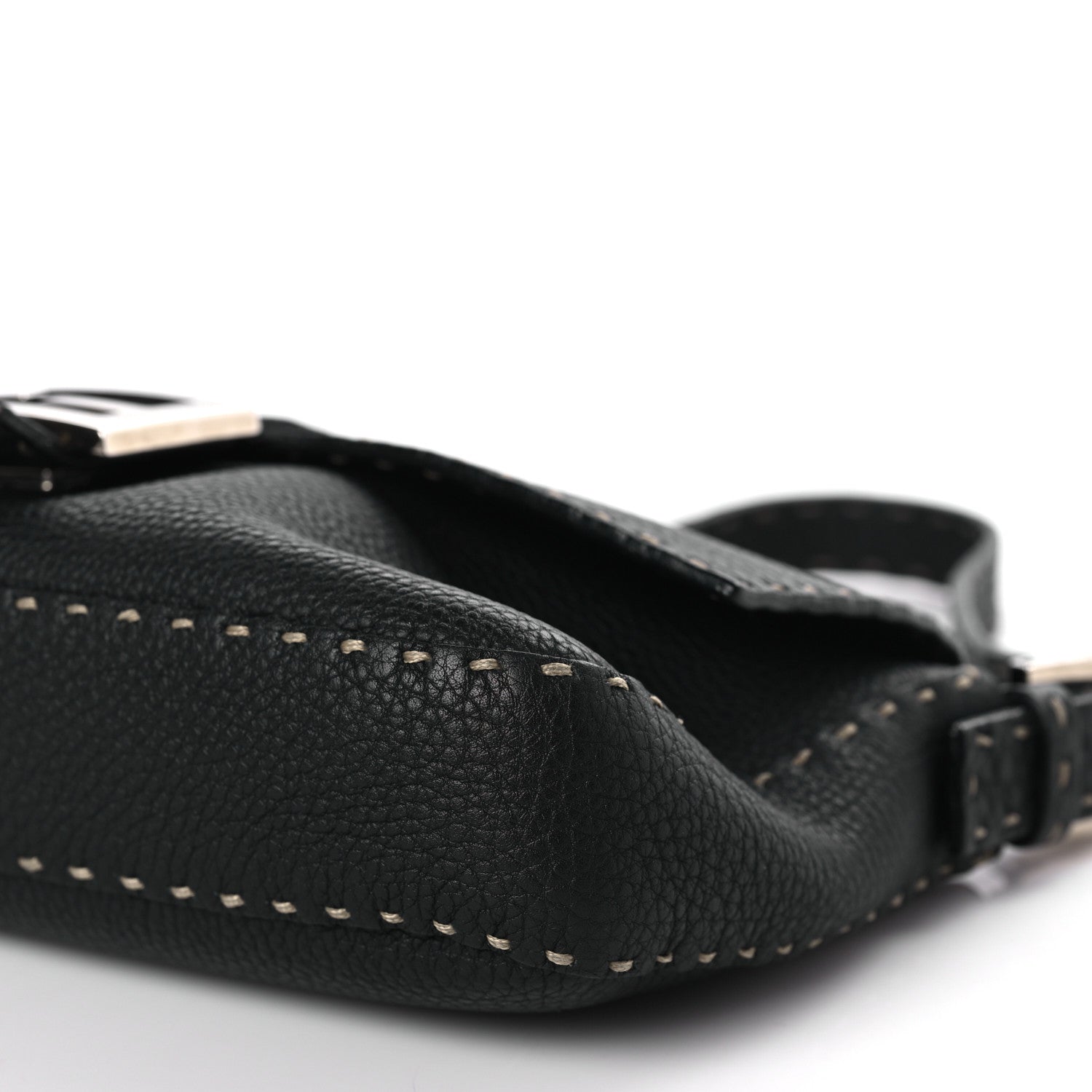 Fendi Calfskin Romano Selleria Baguette Black 8 of 9