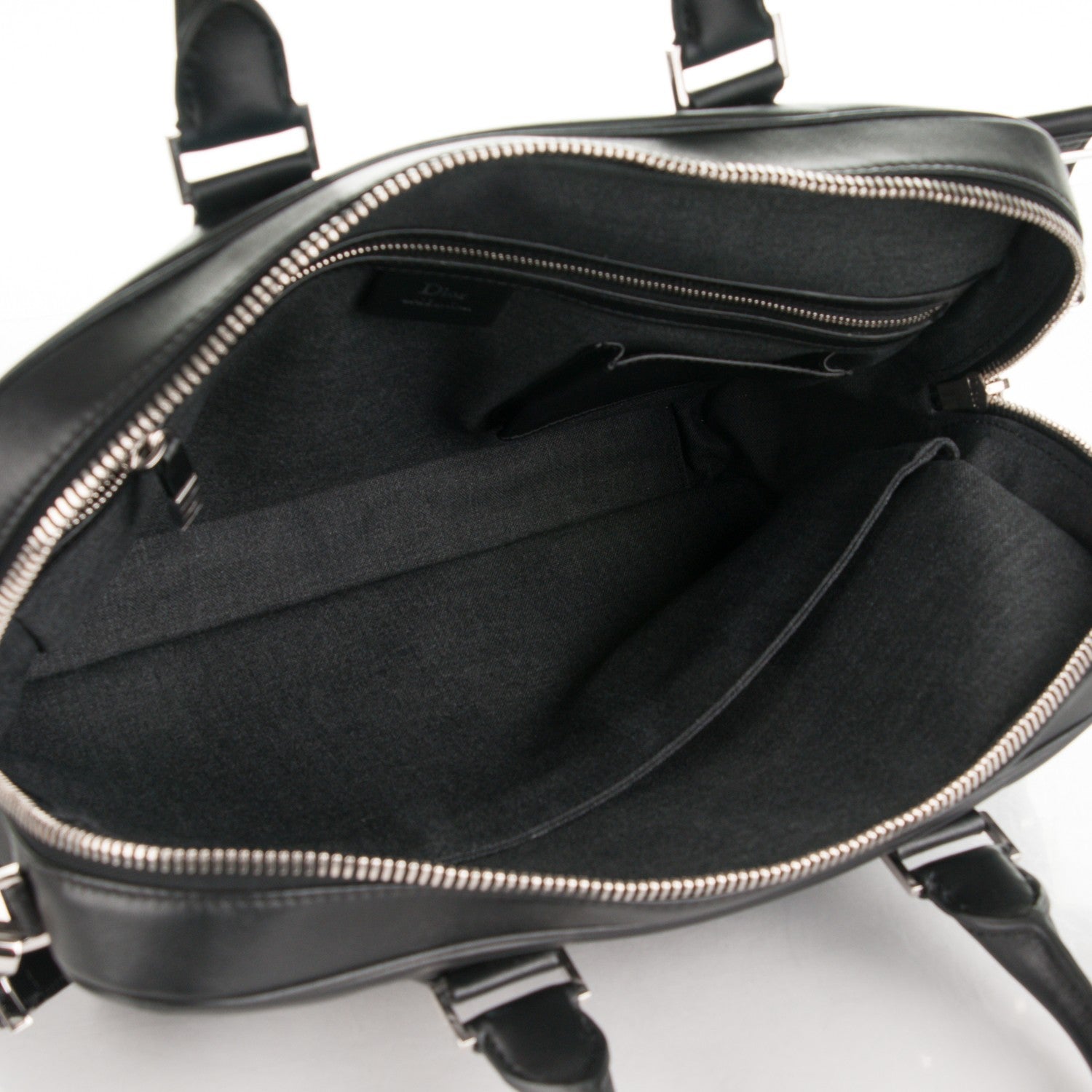 Christian Dior HOMME Calfskin Ribbed Briefcase Black 6 of 6