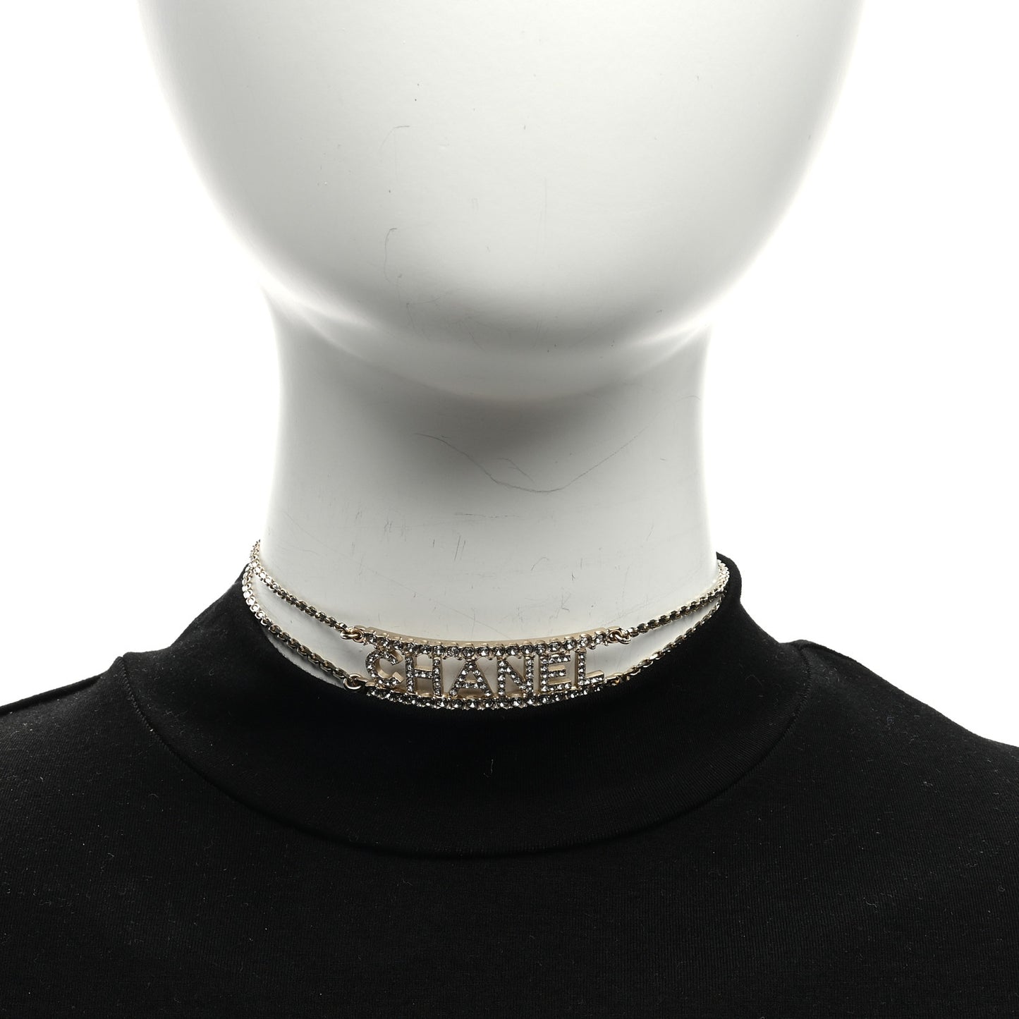 Metal Crystal Logo Choker Necklace Gold